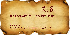 Kolompár Benjámin névjegykártya